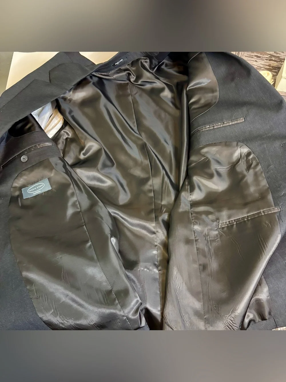 Pronto Uomo Dark Charcoal Two-Button Men's Suit Jacket Coat